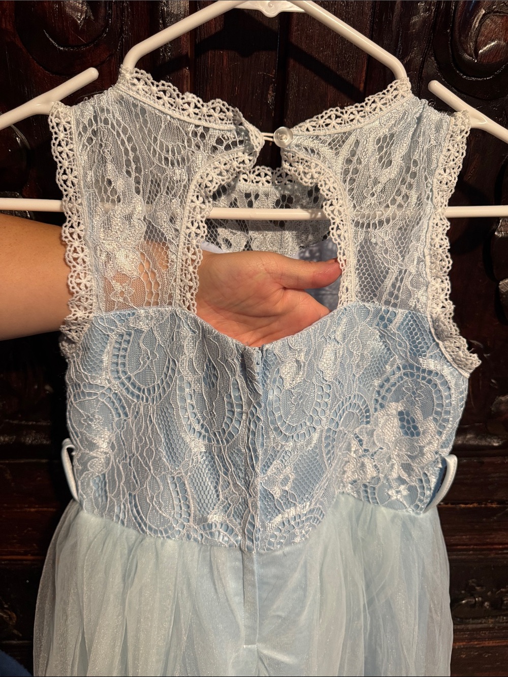Girls' Light Blue Lace & Tulle Dress - Picture 5 of 5